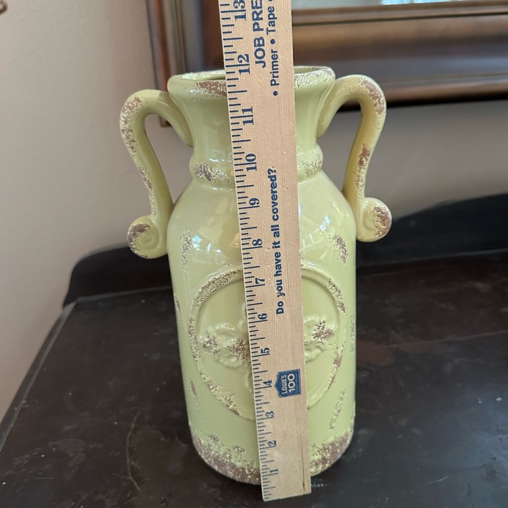 Southern Living At Home/ Willow House Lime/Yellow Ornate Vase - Picture 3 of 4